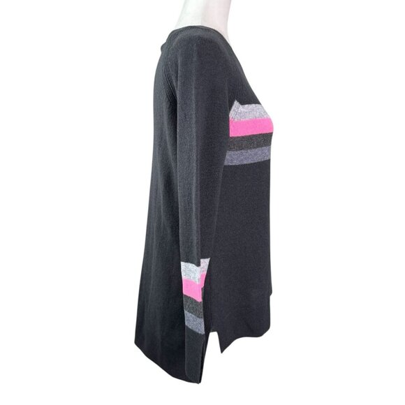 Claudia Nichole 100% Cashmere Sweater Gray & Pink Striped Women's Size Small - Picture 6 of 8